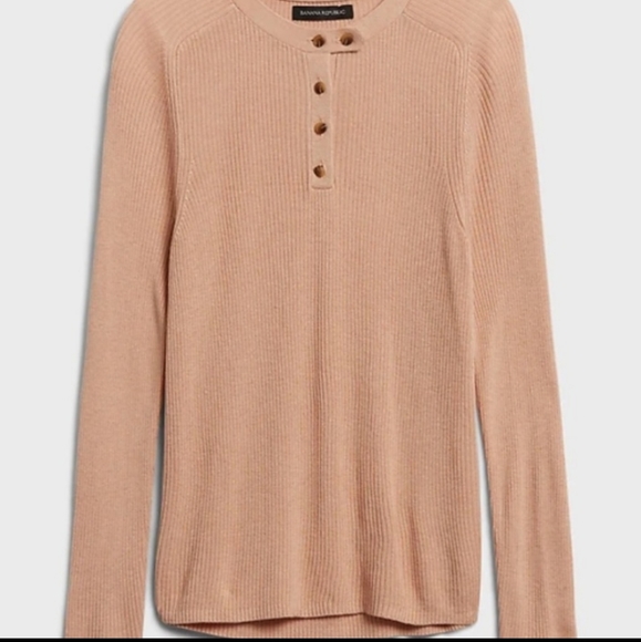 BANANA REPUBLIC HENLEY SWEATER TOP WITH SILK - Picture 4 of 5